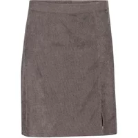 Brown suede women's skirt KAFFE Curve KCVerana with a straight cut and subtle front slit.