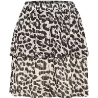 Women's skirt KAFFE Sepia, leopard print, layered design, elastic waistband, black and white pattern.