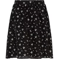 Black women's skirt by Moss Copenhagen with white floral pattern and pleated design.
