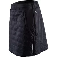 Black quilted women's skirt Silvini Cucca with side zipper pockets and small logo on the front.
