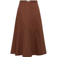 Brown Soaked in Luxury Malo women's skirt, A-line cut, mid-length, smooth fabric, subtle waistband detailing.
