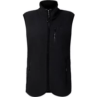 Black sleeveless fleece vest by Dare 2b with zip front, high collar, and zippered pockets.