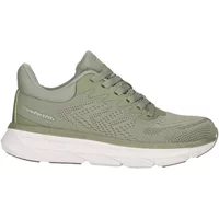 Olive green women's sneakers Endurance Masako with mesh upper, lace-up design, and white cushioned sole.