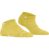 Yellow ankle-length women's socks with subtle marbled texture and small Burlington logo near the cuff.