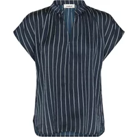 Women's navy striped blouse with short sleeves and a V-neck by Soaked in Luxury Ioana.