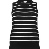 Black and white striped sleeveless sweater, round neck, by KAFFE Curve Lizzy.