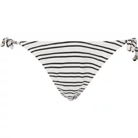 Black and white striped women's swimsuit bottoms with side tie details.