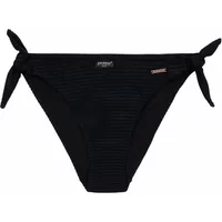Black women's swimsuit bottoms by Protest Mixbloem with side tie details and subtle textured stripes.