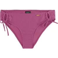 Purple women's swimsuit bottoms by Protest Mixcabeli with side ties and textured fabric.