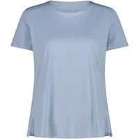 Light blue women's CMP swimsuit with short sleeves and a round neckline.