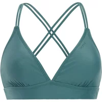 Teal Women's swimsuit top by Protest Mixsuperi, featuring crisscross straps and a smooth, minimalist design.
