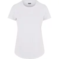 White women's T-shirt by Urban Classics, short sleeves, round neckline, and curved hem.