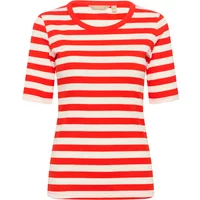 Red and white striped women's T-shirt with short sleeves and round neckline by CULTURE CUaza Dolly.
