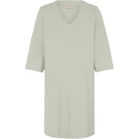 Light grey women's t-shirt dress by fransa FRAurora 7 with V-neck and elbow-length sleeves.