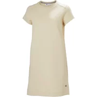 Cream Helly Hansen women's t-shirt dress with short sleeves and crew neck.