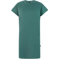Teal women's t-shirt dress by Protest Pett, short sleeves, knee-length, crew neck, simple and casual design.