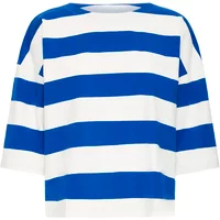 Women's T-shirt fransa FRSiva 6, blue and white horizontal stripes, three-quarter sleeves, crew neck.