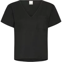 Black women's T-shirt by Ichi Misse, featuring a V-neck and short sleeves.