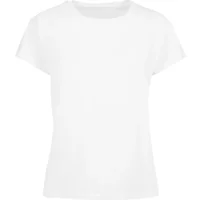 White women's T-shirt by Just Rhyse, short sleeves, round neckline, plain design.
