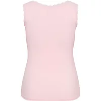 Pink sleeveless women's T-shirt by KAFFE Curve with a scalloped neckline.