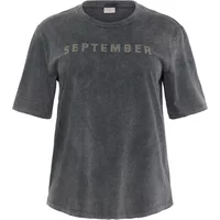Charcoal gray women's T-shirt with "SEPTEMBER" text, short sleeves, and a relaxed fit.