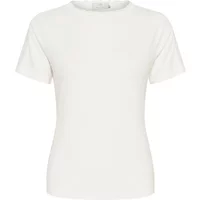White women's T-shirt by Kaffe with short sleeves and lace detailing on the neckline.