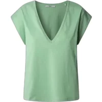 Green women's V-neck T-shirt by Pepe Jeans with short sleeves and relaxed fit.
