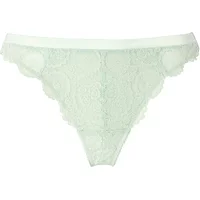 Women's tanga Brigitte Bardot Batifolage, light green lace with scalloped edges and floral pattern.