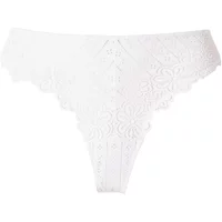 White lace women's tanga with floral patterns and scalloped edges, Brigitte Bardot Poetesse design.