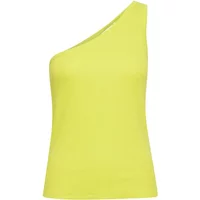 Yellow one-shoulder women's tank top by b.young, featuring a sleek, fitted design.