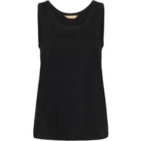 Black women's tank top by CULTURE, sleeveless with a round neckline and a relaxed fit.