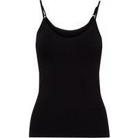Black women's tank top by fransa Lessa 1, featuring thin adjustable straps and a fitted design.