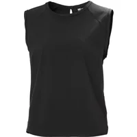 Black Helly Hansen women's tank top with sleeveless design and crew neckline.