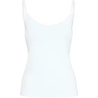 Women's white tank top by Ichi Accessories, featuring thin straps and a fitted design.
