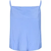 Light blue women's tank top by Ichi, featuring thin straps and a loose fit.