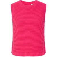 Pink ribbed women's tank top by Ichi IHDotties with a crew neck and sleeveless design.