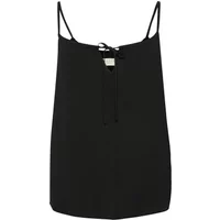 Black KAFFE Curve Lilja women's tank top with thin straps and front tie detail.