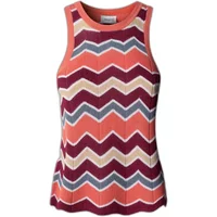 Women's tank top by Pepe Jeans with zigzag pattern in red, orange, beige, and gray.