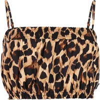 Leopard print women's tank top by Protest Pozo with adjustable spaghetti straps and elastic hem.