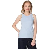 Light blue women's tank top Ragwear Julyana Slub, sleeveless with a round neckline, worn by a model.
