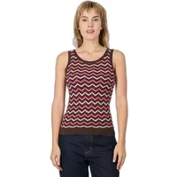 Brown and pink zigzag-patterned women's tank top, sleeveless, scoop neck, by Ragwear Meela.