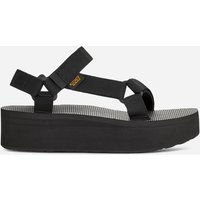 Black women's TEVA Flatform Universal Sandals, size 6, with thick platform sole and adjustable straps.