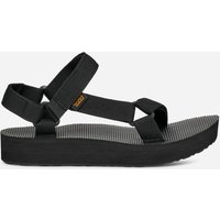 Women's black TEVA Midform Universal Sandals, size 5, with adjustable straps and cushioned platform sole.