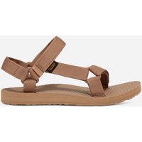 Women's TEVA Original Universal Sandals in Sand Dune, tan straps, adjustable hook-and-loop closure, rubber sole, size 6.