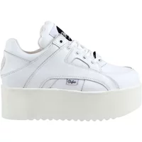 White Buffalo London women's trainers with chunky platform sole and lace-up design.