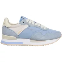 Women's trainers by Pepe Jeans, light blue suede with white accents, cream heel, and white sole.