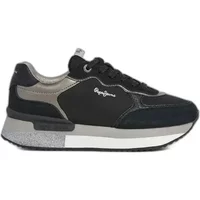 Black and silver women's trainers Pepe Jeans Rusper Glam with white sole and metallic accents.