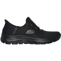 Black Skechers women's trainers, Summits-Diamond Dream, with mesh upper, lace-up design, and logo on side.