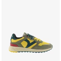 Yellow and olive green Women's Trainers Victoria Flow with blue laces and red heel accent.