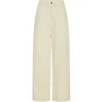 Cream wide-leg women's trousers with high waist and button closure by Atelier Rêve.